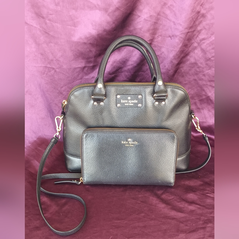 Kate Spade Black Leather Women's Bag Set